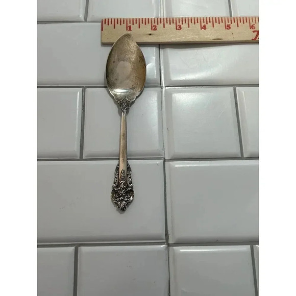 Wallace Sterling Silver Jelly Server Grande Baroque Intricate Vintage Jam Spoon - Picture 8 of 8